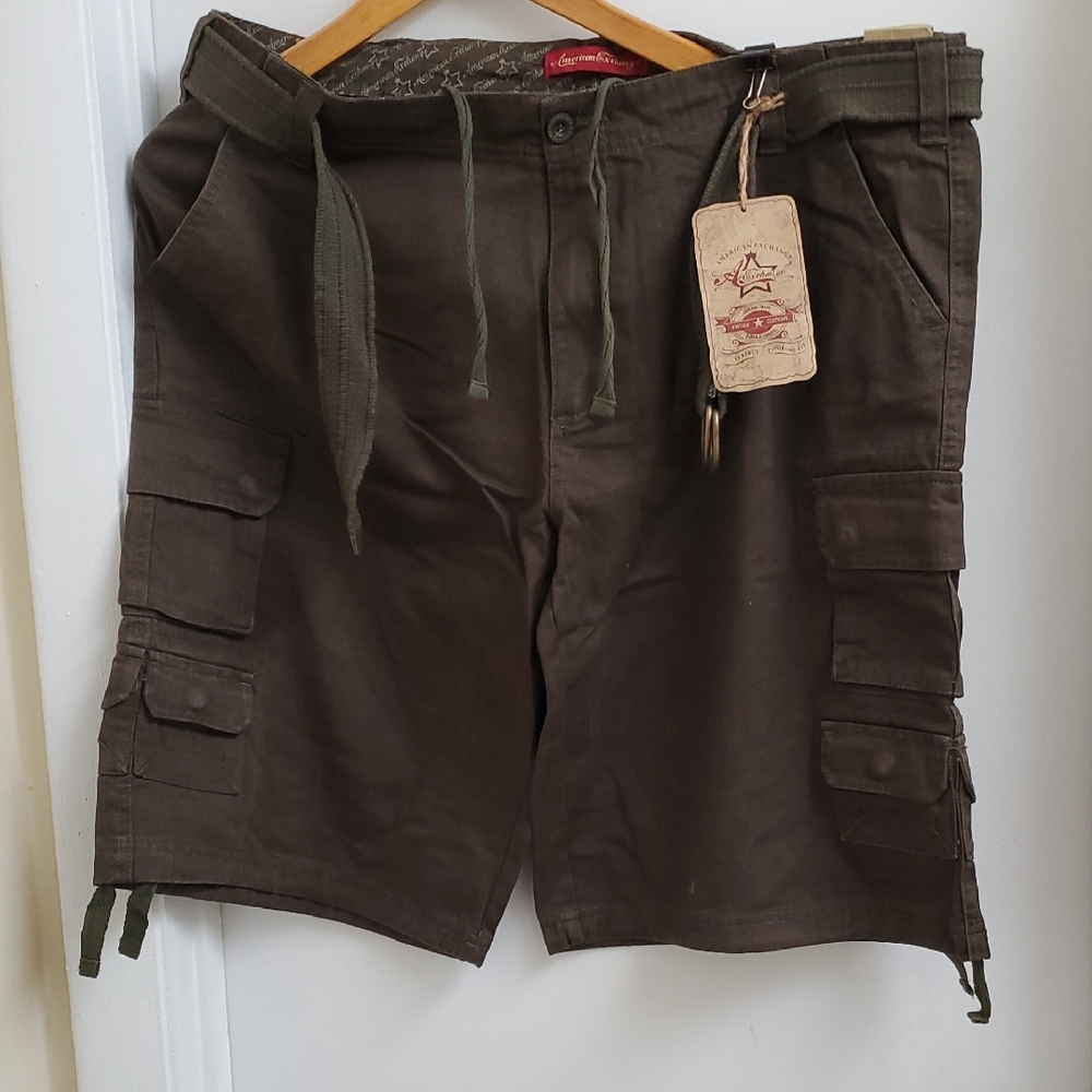 New With Tags American Exchange Green Cargo Shorts with Utility Design Size 36